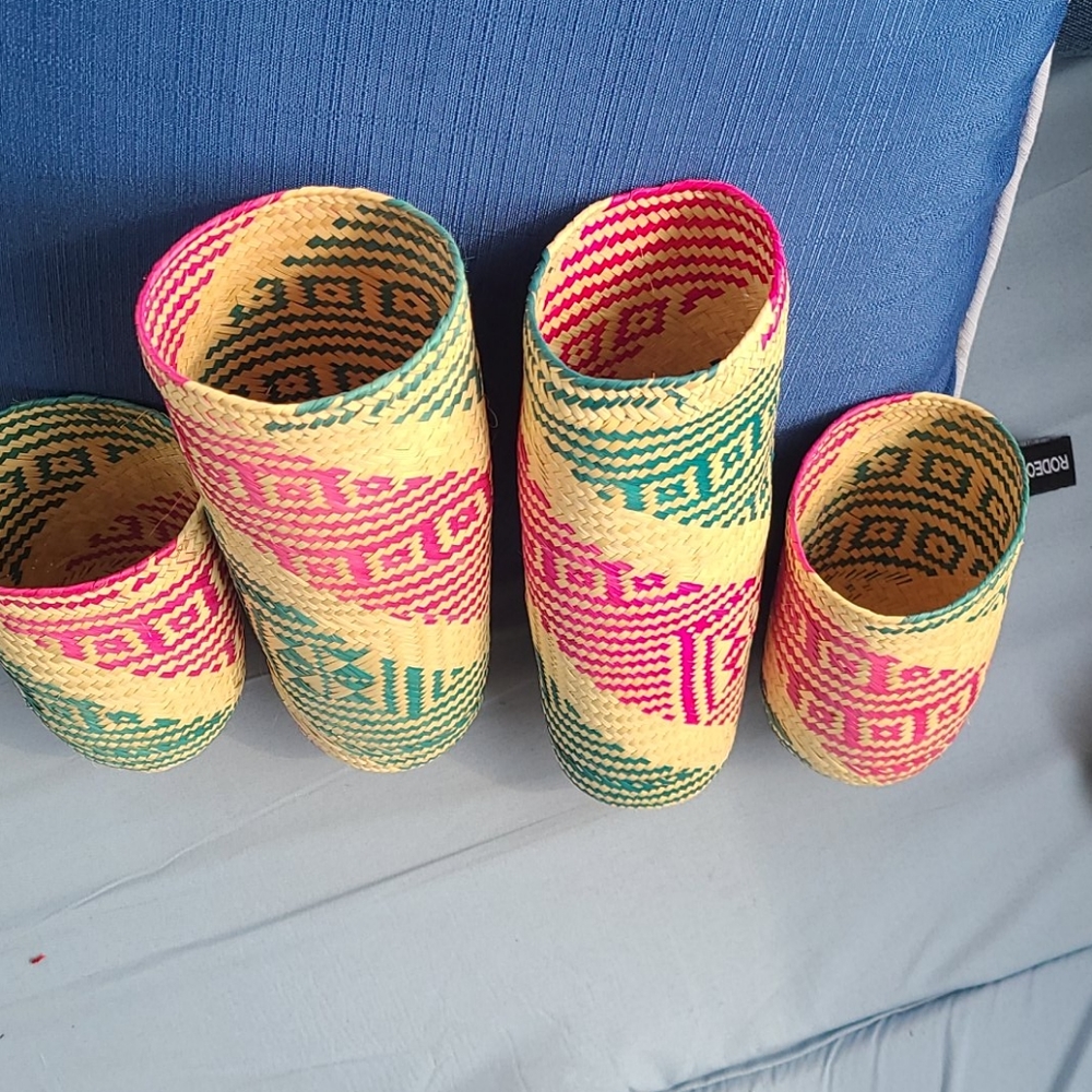 Set of vintage wicker bottle holders - Picture 6 of 7